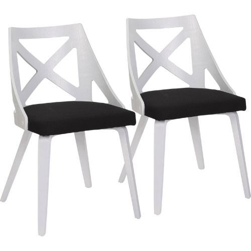 Charlotte Dining Chair in White Textured Wood & Charcoal Fabric (Set of 2)